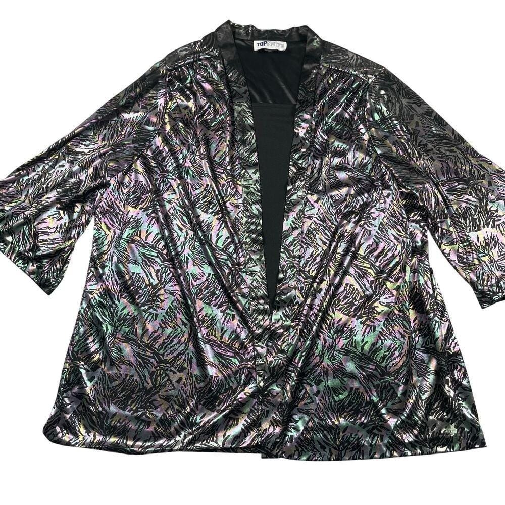 Vintage Top Notch Cardigan Twofer Top Womens 22W Metallic Party Made‎ in USA